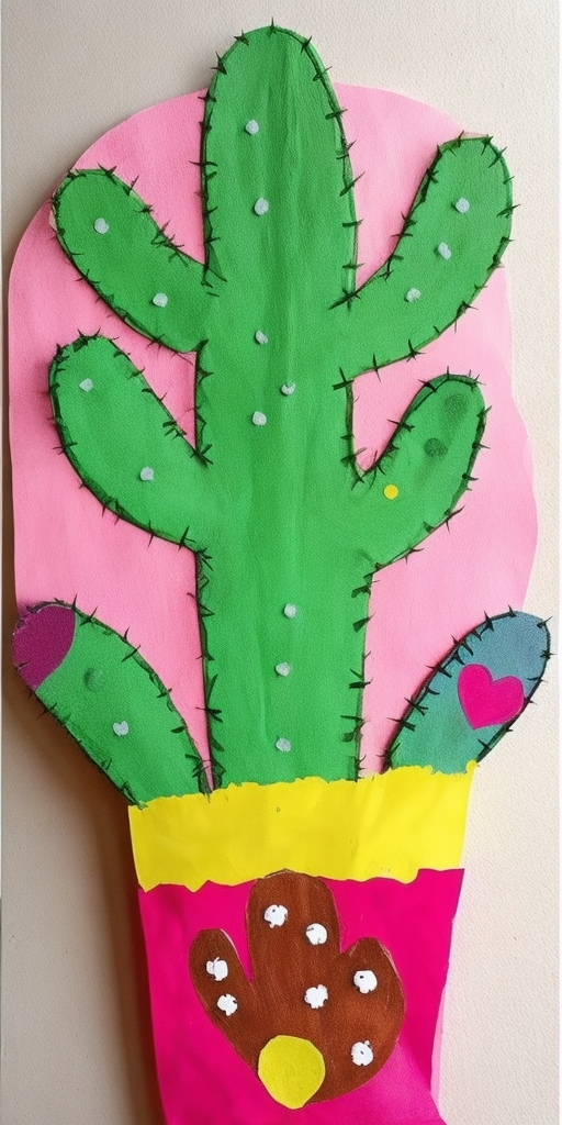 Cactus Handprint childrens crafts 4