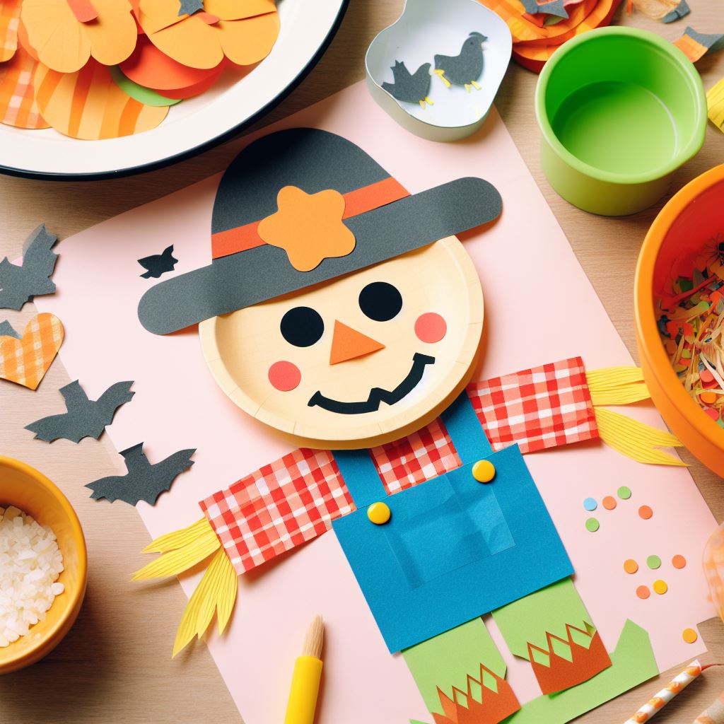 Paper Bowl Scarecrow Craft for preschoolers
