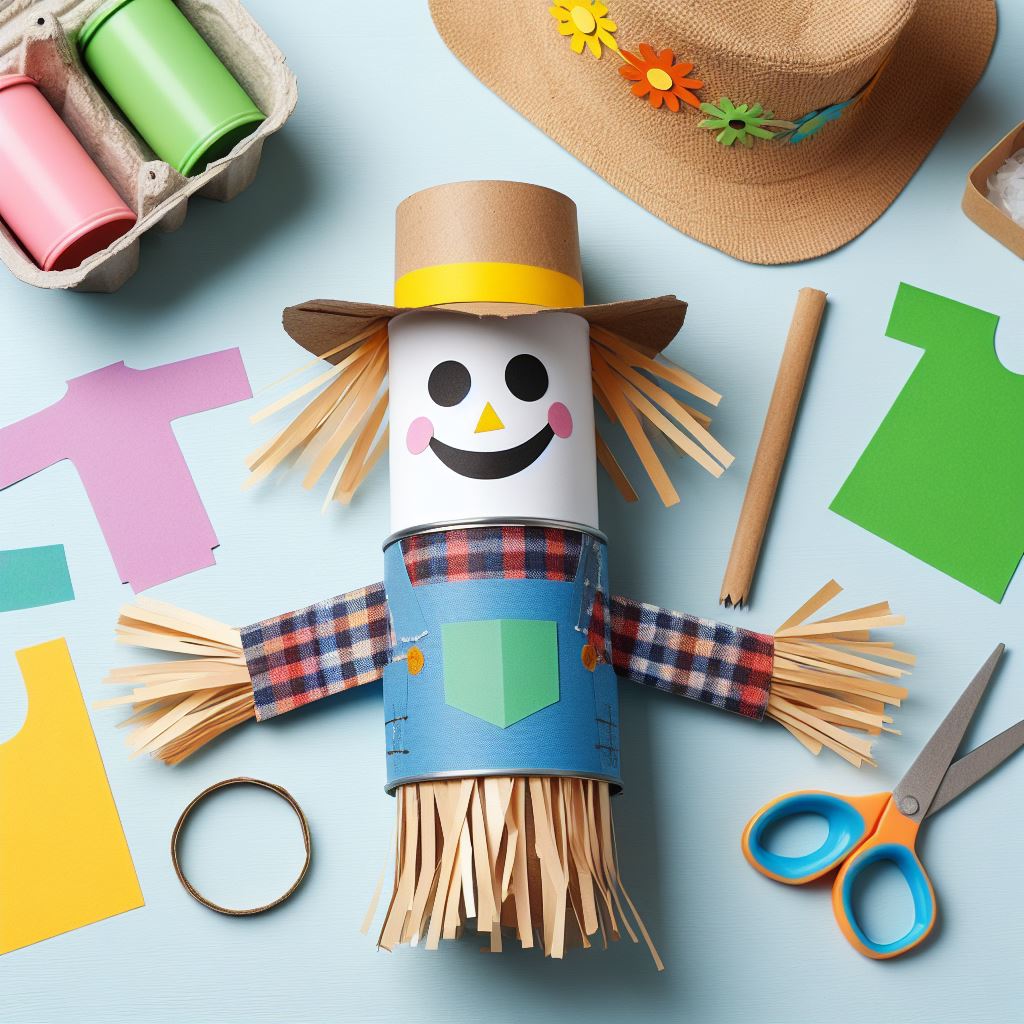 Paper can Scarecrow Craft for preschoolers 02