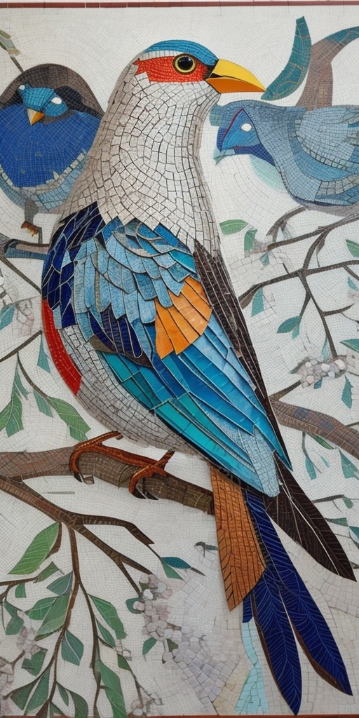 bird design mosaic art 