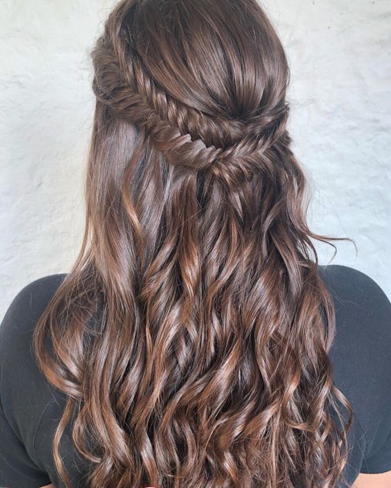 Fishtail braid bridesmaid hair
